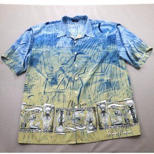 Skoops Nubian Mens Size XL Button Down Shirt Lightweight Graphic